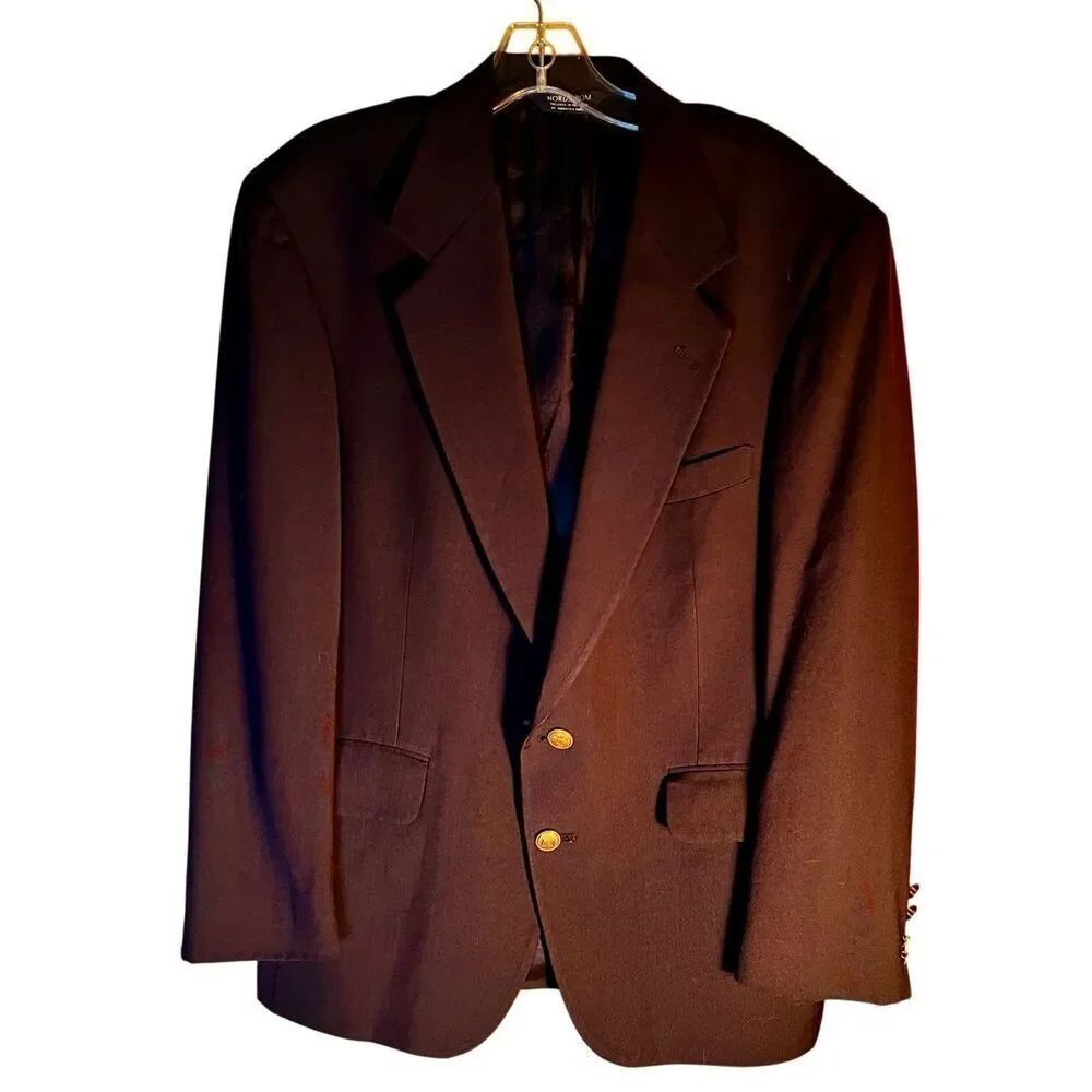 Nordstrom Navy Blazer/Suit Jacket 2 Gold Button Mens Size 40S Wool